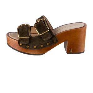 Veronica beard clog sandals suede